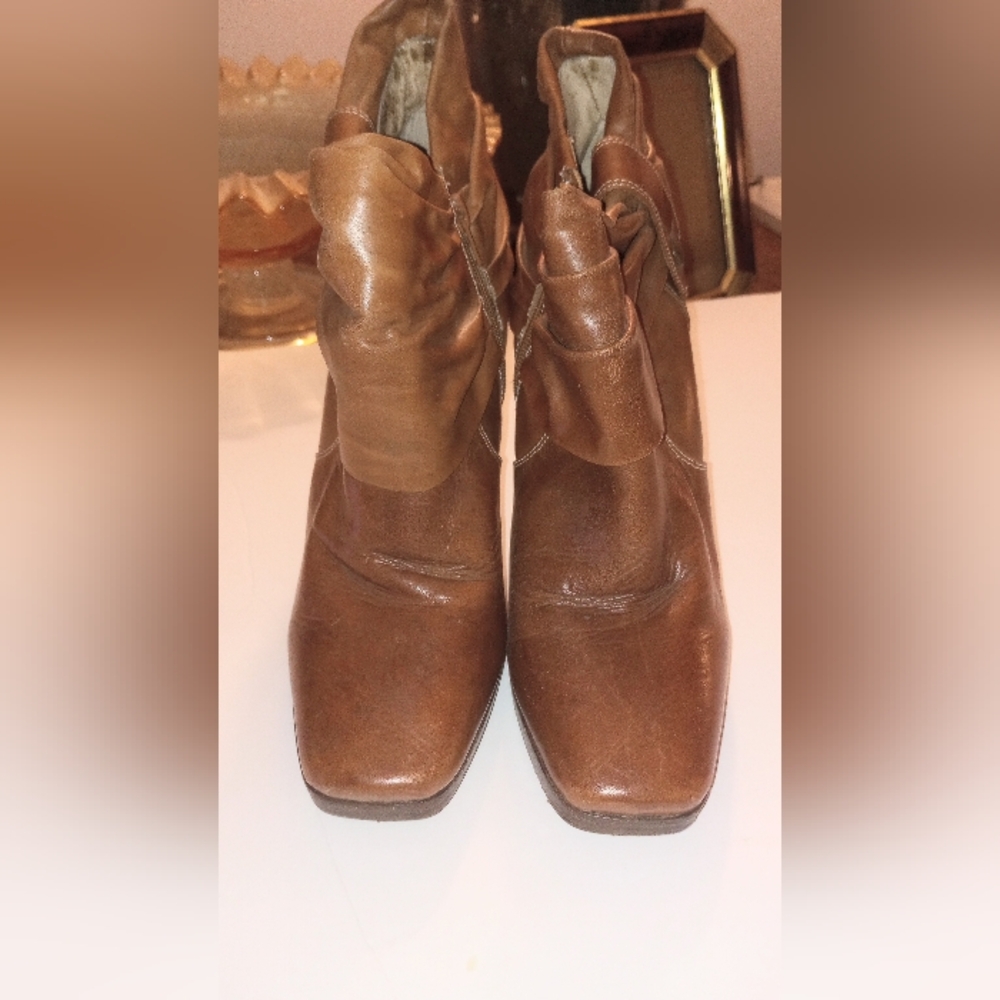 Brown Leather Women's Boots Facade 10M